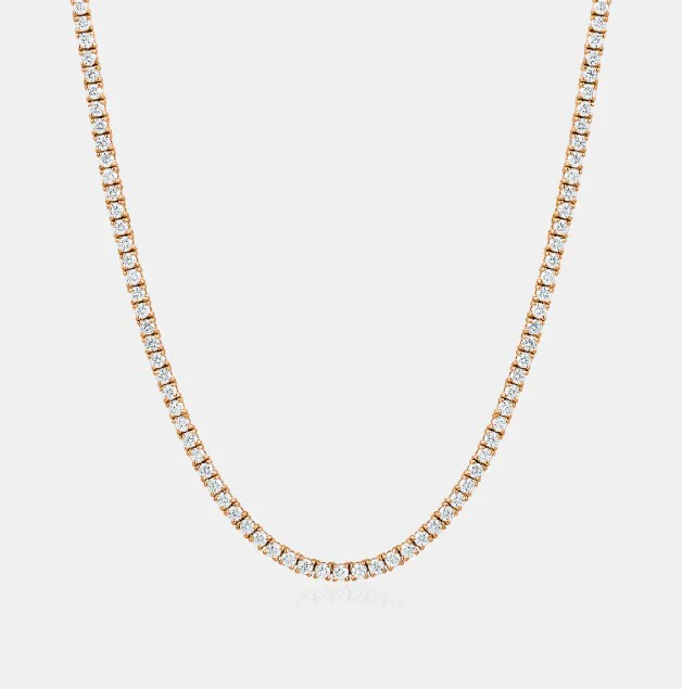 WF 14KT ROSE GOLD LAB GROWN DIAMOND TENNIS NECKLACE 17.5 INCH.