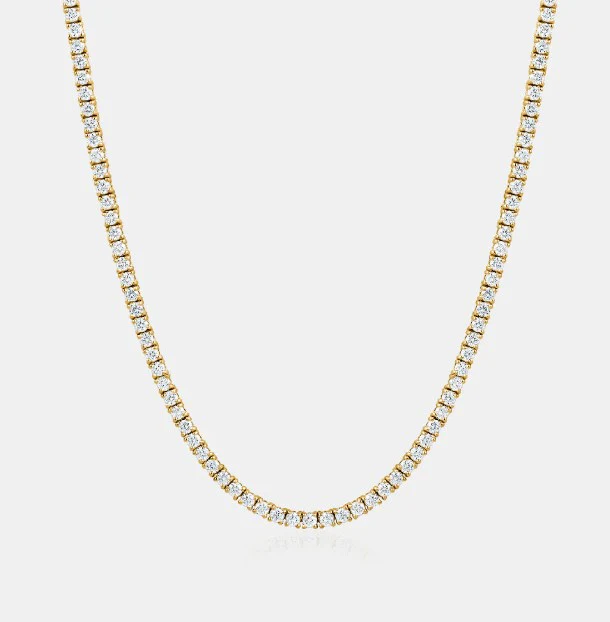 WF 14KT YELLOW GOLD LAB GROWN DIAMOND TENNIS NECKLACE 20 INCH.