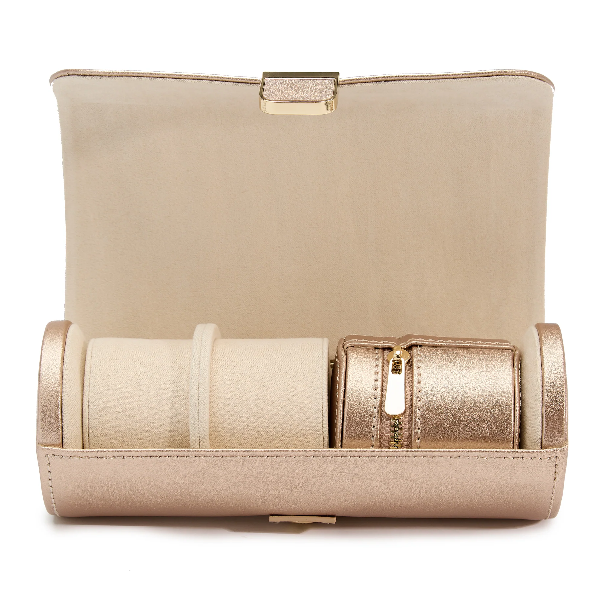 WOLF Palermo Double Watch Roll with Jewelry Pouch | Rose Gold - Image 3