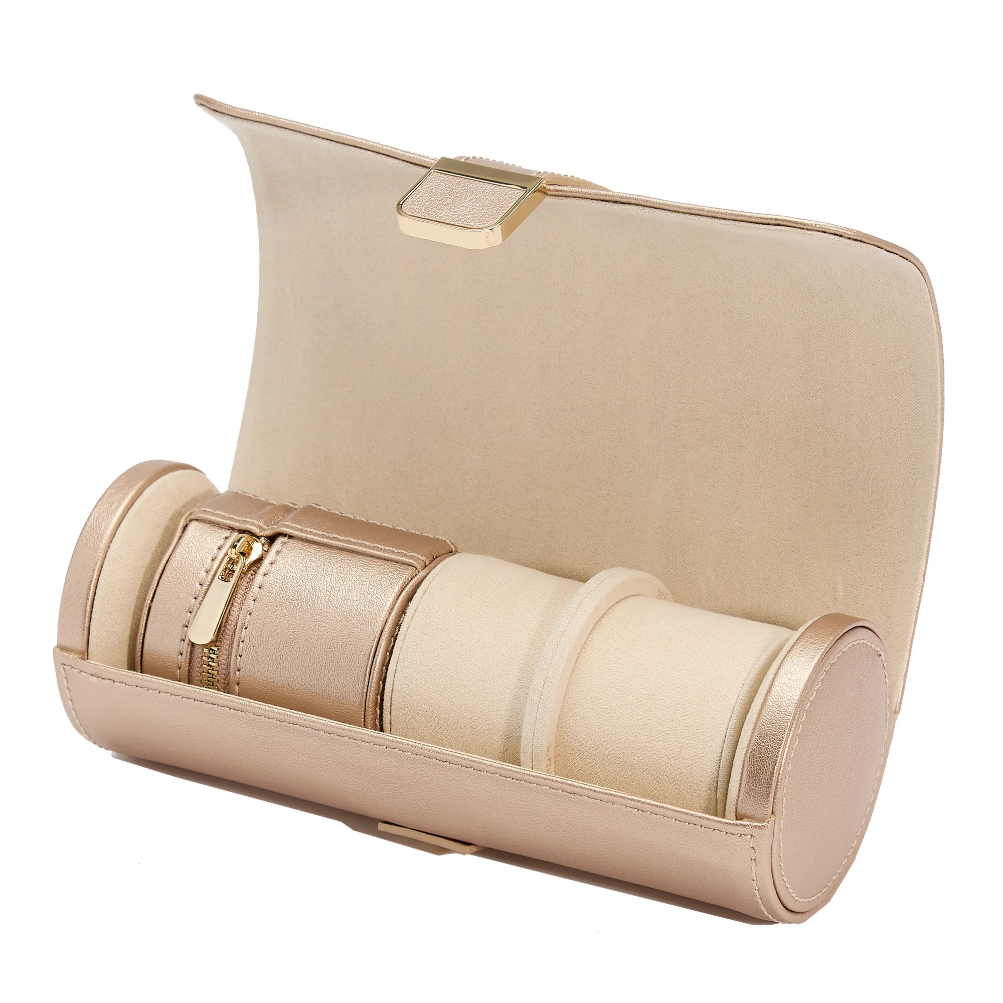 WOLF Palermo Double Watch Roll with Jewelry Pouch | Rose Gold - Image 4