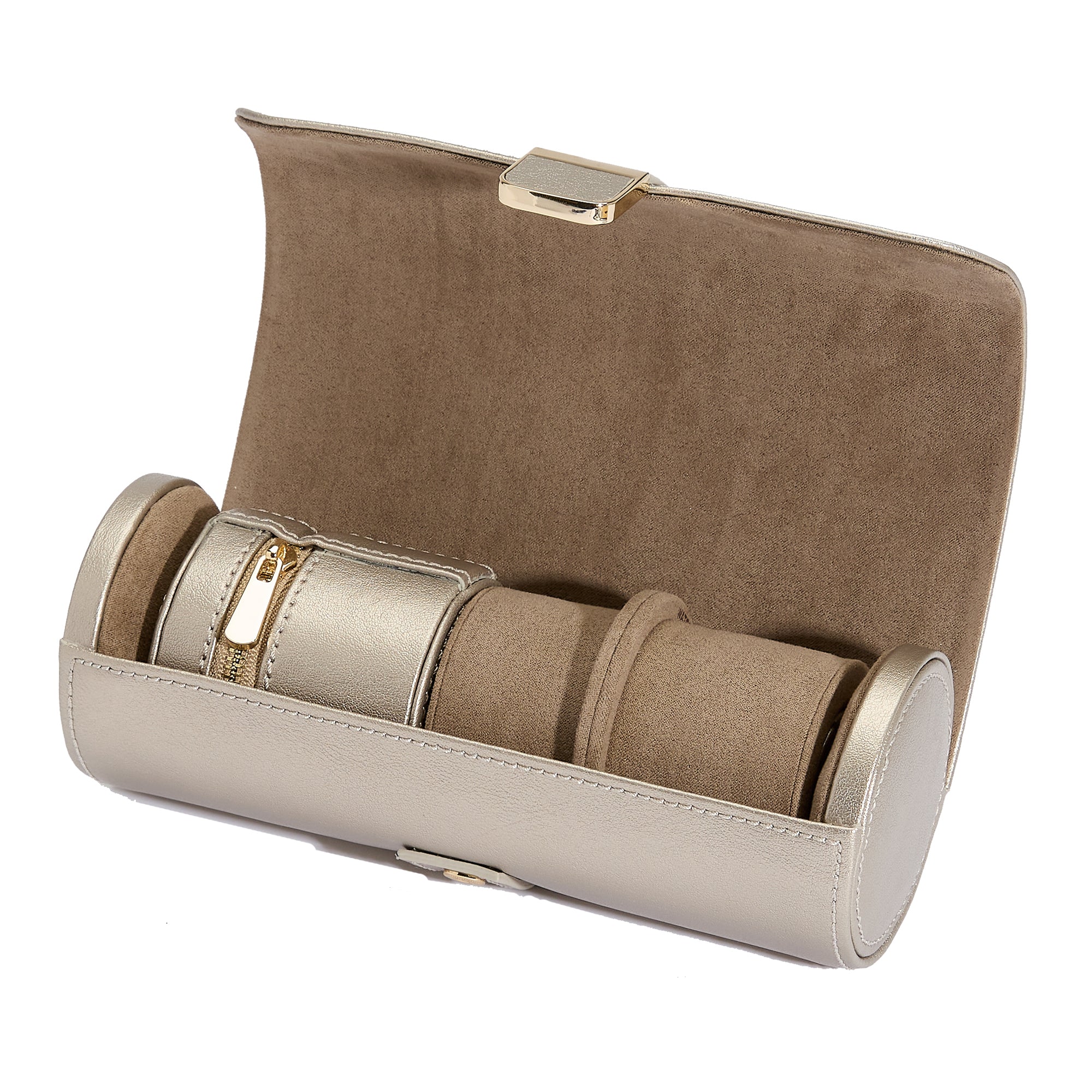 WOLF Palermo Double Watch Roll with Jewelry Pouch | Pewter - Image 4