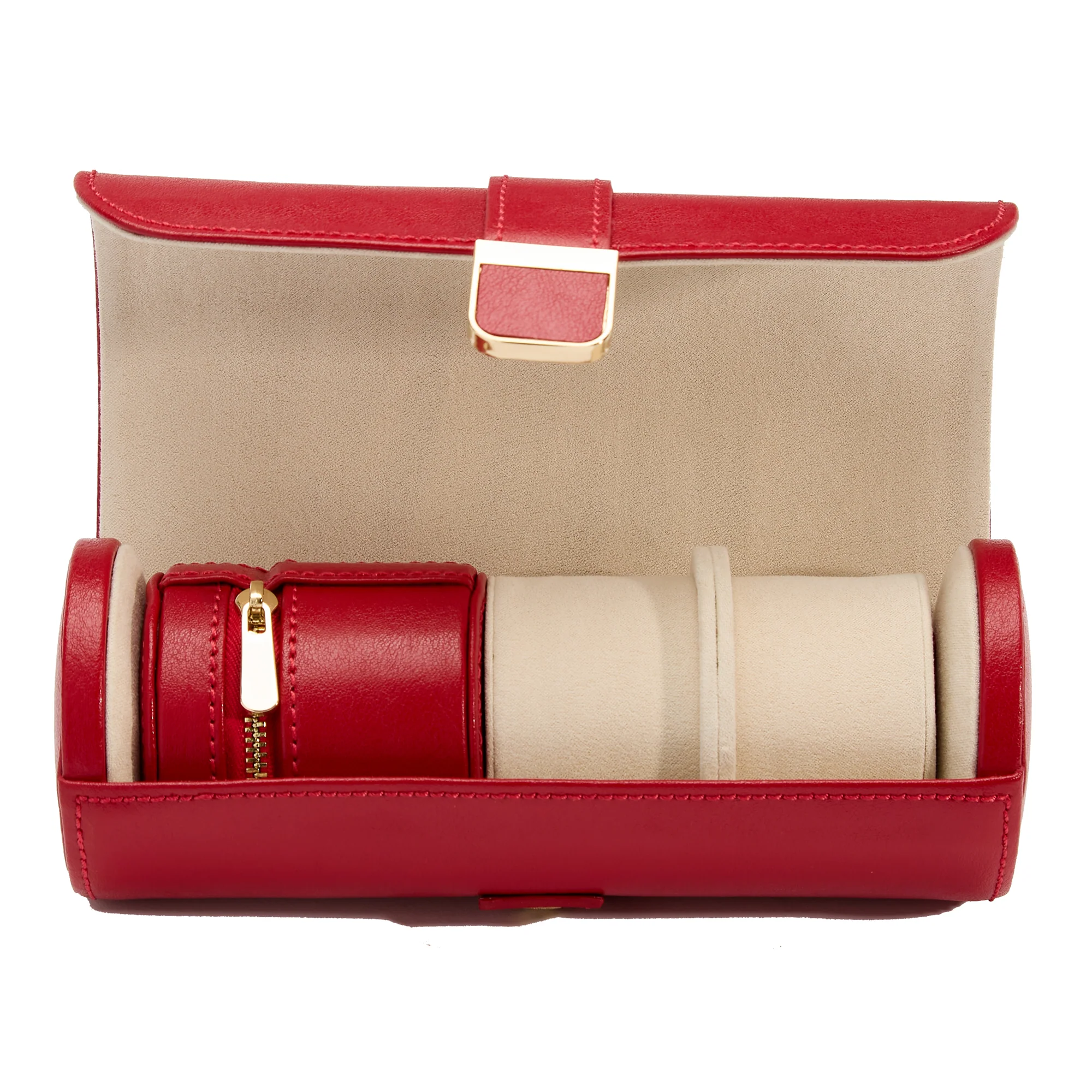 WOLF Palermo Double Watch Roll with Jewelry Pouch | Red - Image 3