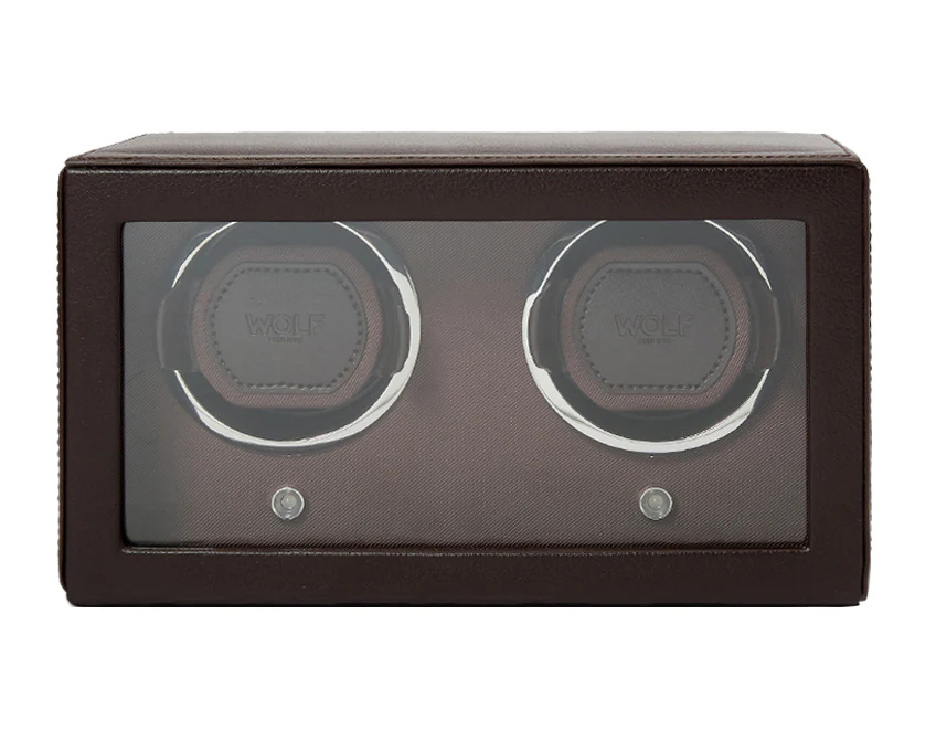 WOLF Cub Double Watch Winder with Cover | Brown - Image 3
