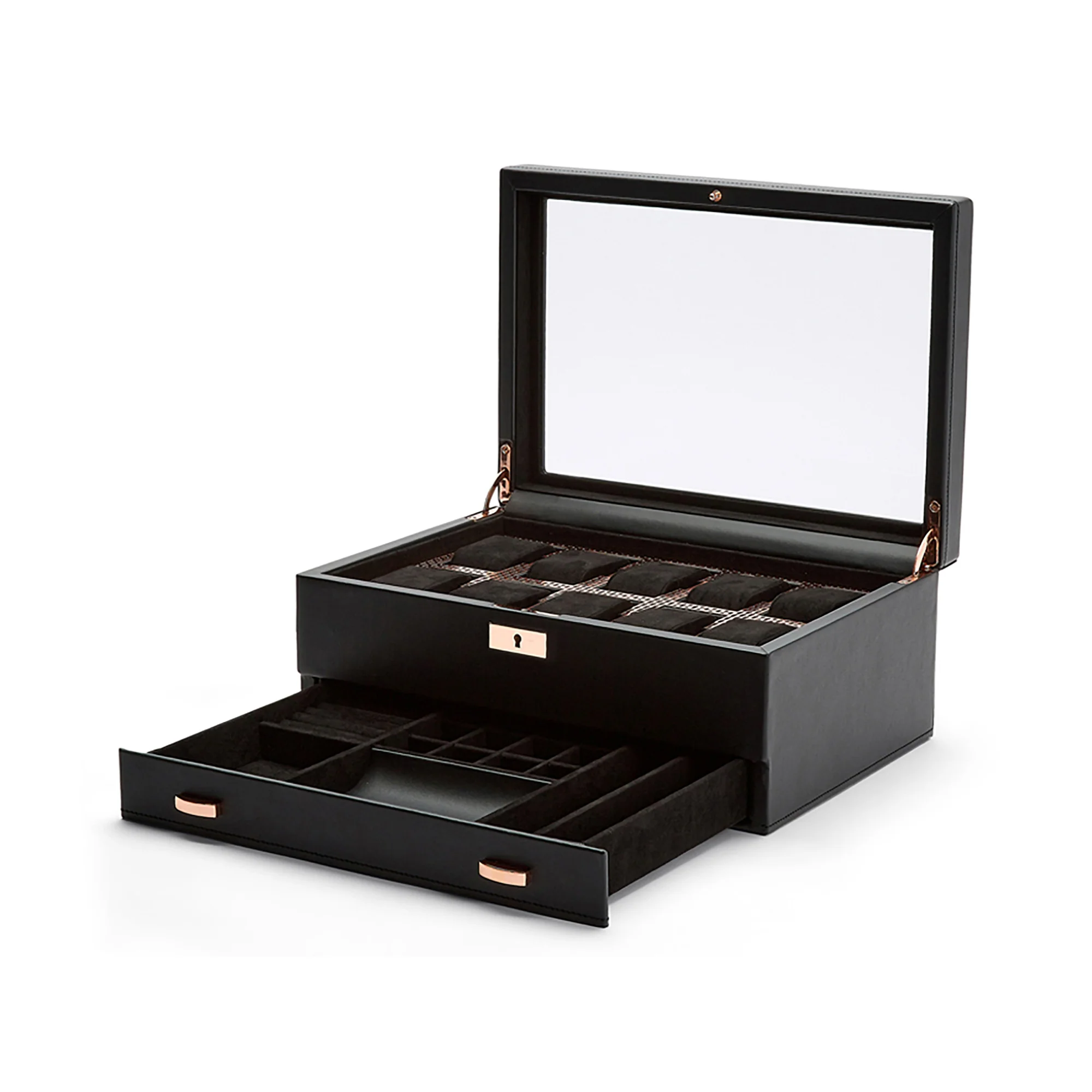 WOLF Axis 10 Piece Watch Box with Drawer | Copper