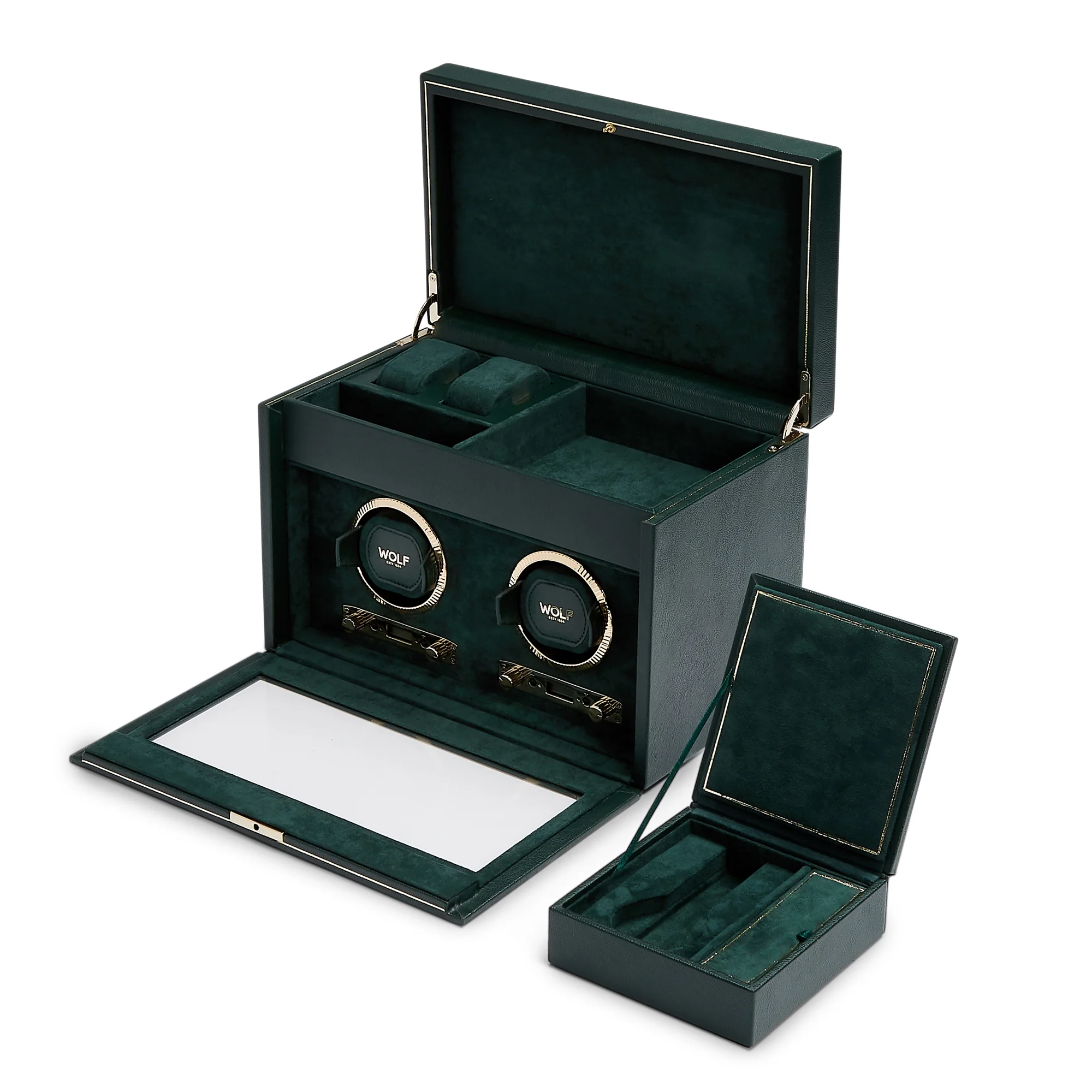 WOLF British Racing Double Watch Winder with Storage | Green - Image 2