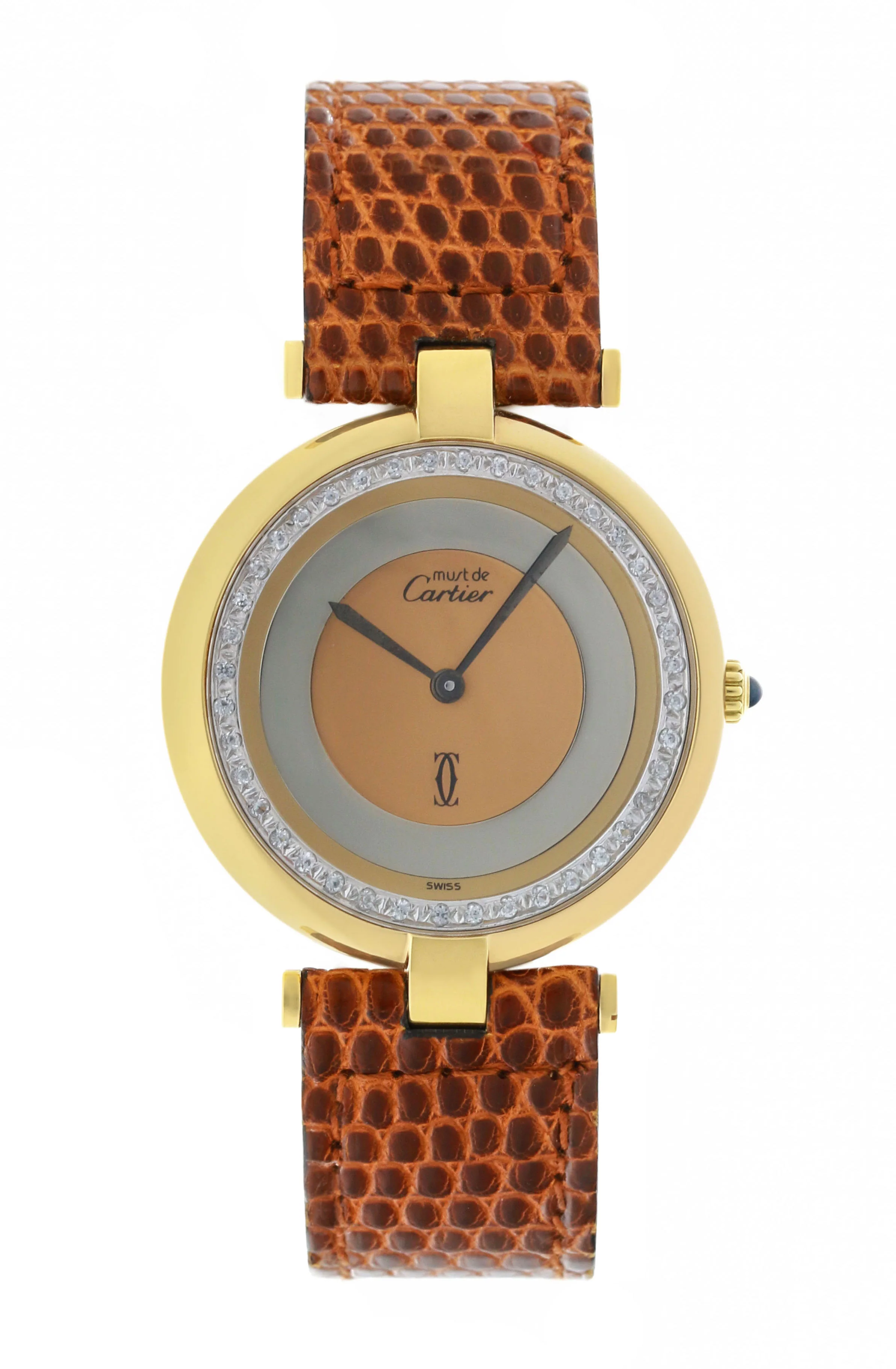 Cartier Large Vendome Rare Trinity Watch. ARGENT Cartier 925 Vermeil Quartz Ardent Factory Diamonds - Image 2