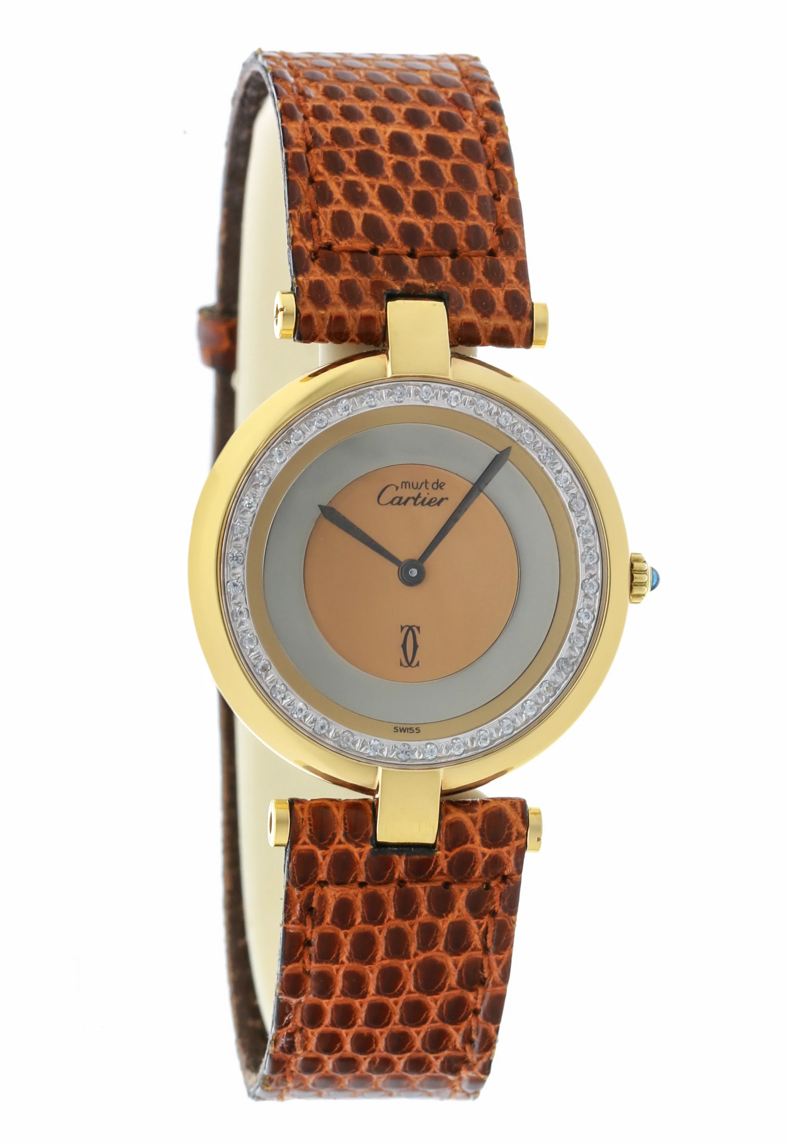 Cartier Large Vendome Rare Trinity Watch. ARGENT Cartier 925 Vermeil Quartz Ardent Factory Diamonds - Image 3