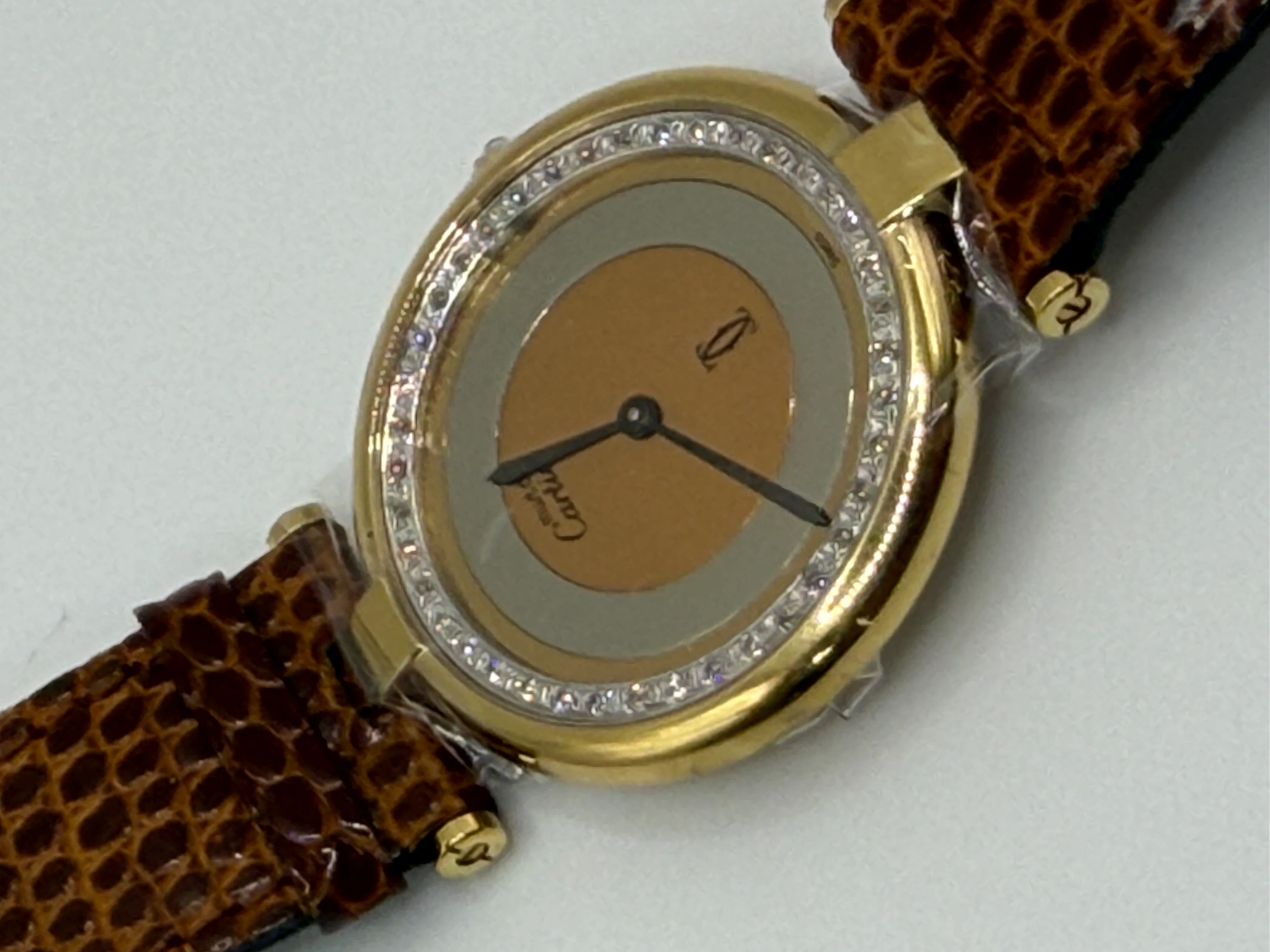 Cartier Large Vendome Rare Trinity Watch. ARGENT Cartier 925 Vermeil Quartz Ardent Factory Diamonds - Image 6