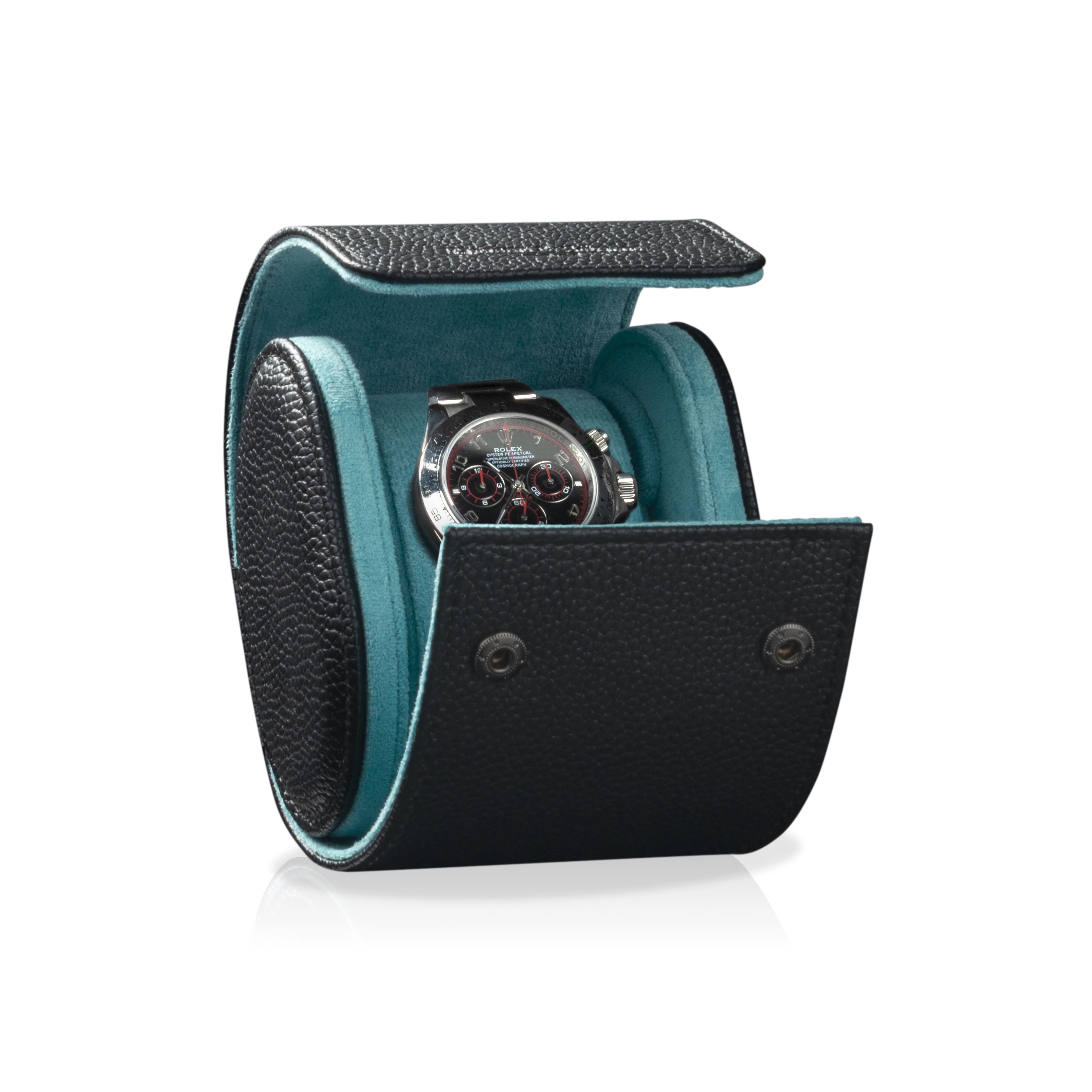 Charles Single Watch Roll Black & Turquoise - Image 3