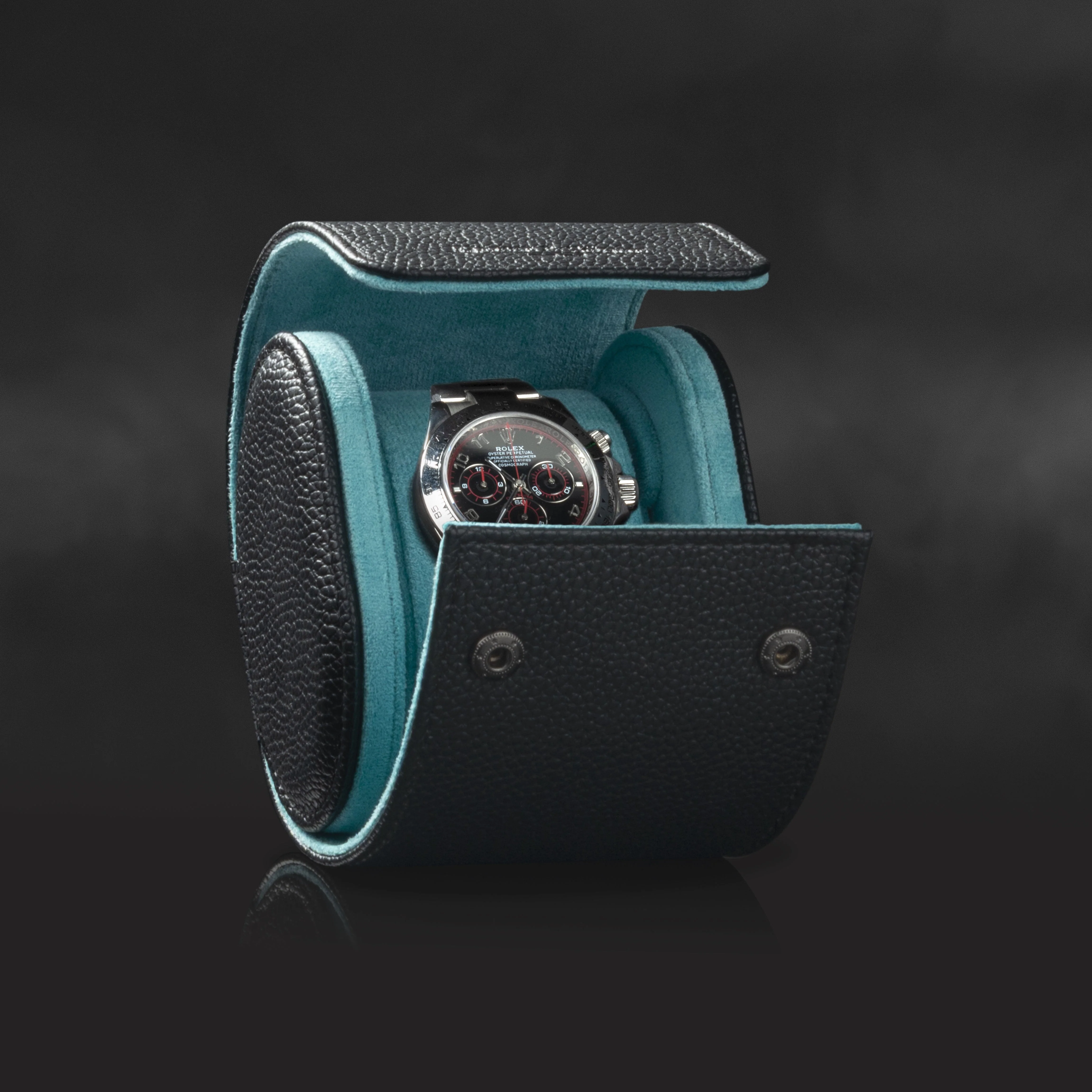 Charles Single Watch Roll Black & Turquoise - Image 4