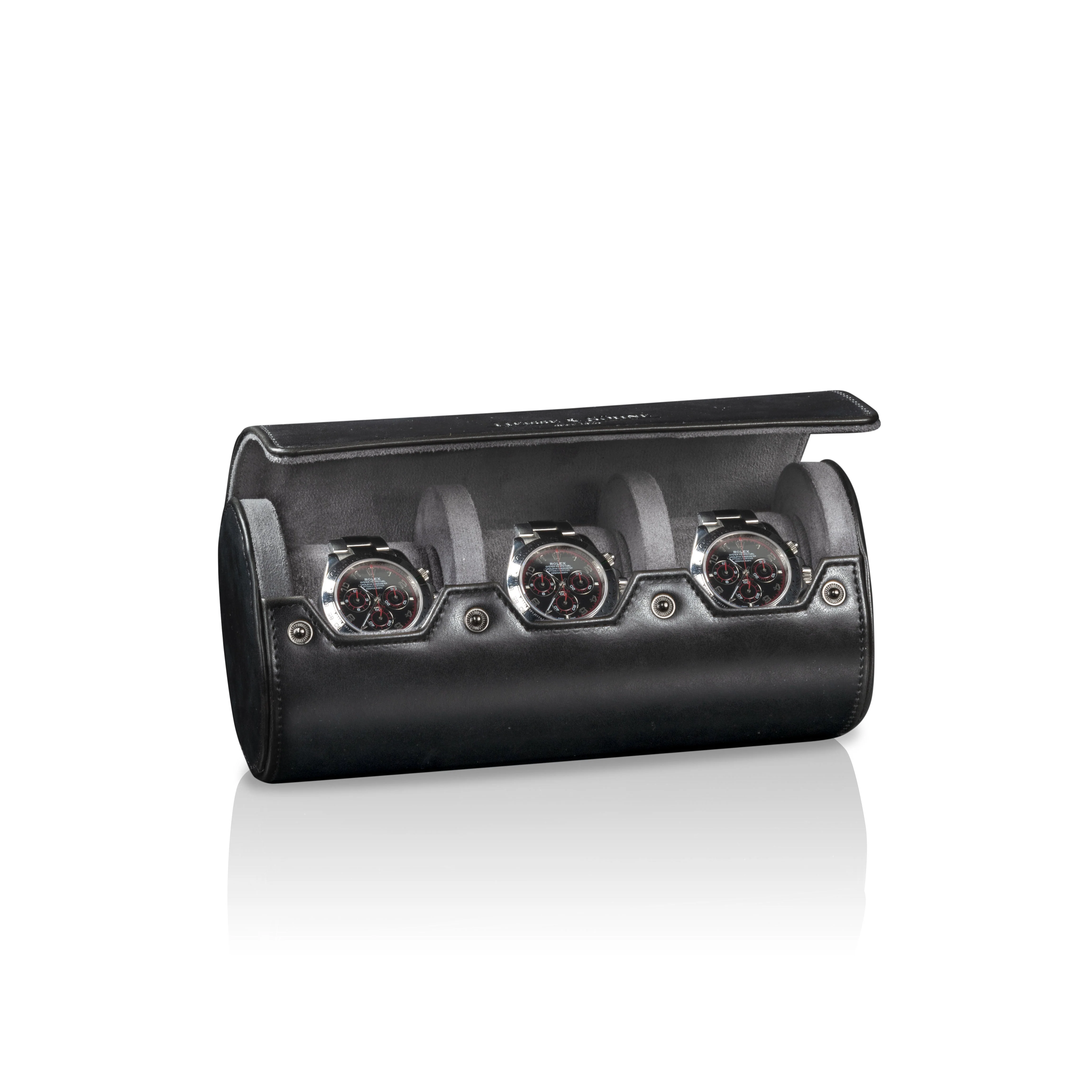 Vintage 3 Watch Roll Black - Image 3