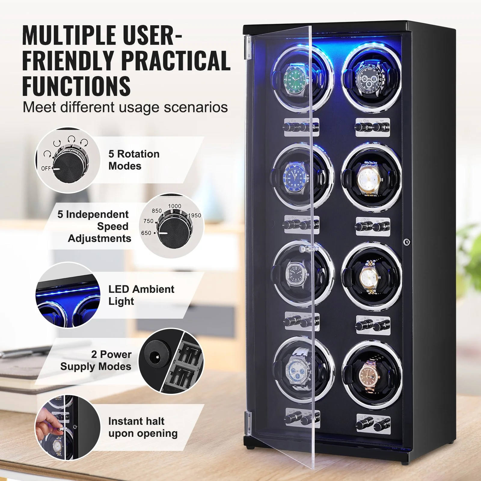 Watchfinder Collector's 8-Watch Winder — Japanese Mabuchi Motors - Image 5