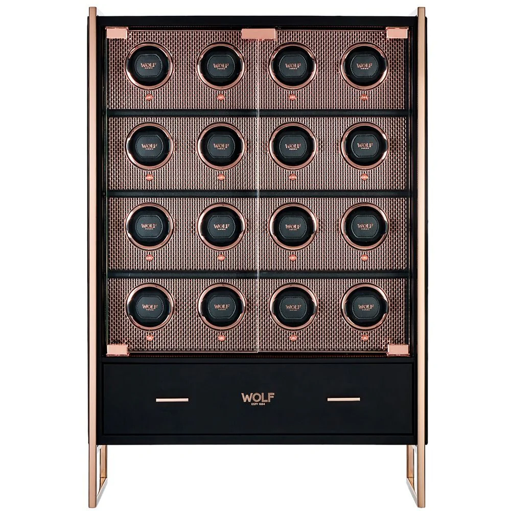 WOLF Axis 16 Piece Watch Winder Cabinet | Copper